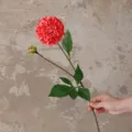Artificial dahlia flower branch pink 57cm faux floral home wedding photography decor - Rose Pink
