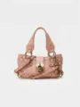 Sac à bandoulière rose style moto avec rivets et double cadenas, sac tendance chic et rock. - Rose