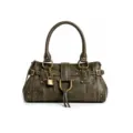Sac à épaule vert foncé vintage avec cadenas en métal et rivets pour femme look chic quotidien - Vert olive