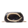 Marble texture acrylic clutch bag with sculptural gold ring decoration and chain strap detail. - Dark Gray