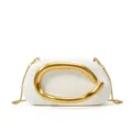 Borsa a tracolla bianca a scatola con manico scultoreo dorato e catena sottile. - Taglia S / Bianco
