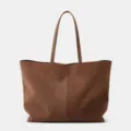 Brown suede tote bag, large capacity shoulder handbag for women daily commuting work style. - L / Dark Brown