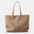 Brown suede tote bag large capacity shoulder handbag casual commute vintage shopper bag - L / Light Khaki