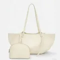 Beige, große Umhängetasche mit passender kleiner Tasche und minimalistischem Design. - 45CM*10CM*22.5CM / Gebrochenes Weiß