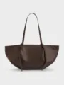 Brown leather shoulder tote bag for women, large capacity vintage commuter handbag niche design. - 45CM*10CM*22.5CM / Coffee