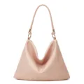 Rosa slouchy Leder Umhängetasche mit Metallringen, geräumige lässige Handtasche für Damen Alltag. - Rosa
