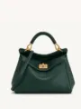 Sac à main bandoulière en cuir vert foncé pour femme, élégant sac de travail et de bureau. - Vert Foncé