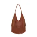 Brown fringe shoulder bag for women, stylish large capacity hobo handbag and fashion tote. - S / Tan