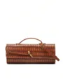 Retro brown crocodile pattern horizontal baguette bag, stylish shoulder crossbody bag for women - S / Brown Stone Grain