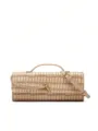 Chique beige krokodil patroon horizontale avond schoudertas detail met gouden hardware. - S / Khaki Steenpatroon