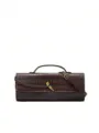 Vintage crocodile pattern baguette bag evening clutch chic shoulder crossbody bag detailed view. - S / Coffee Crocodile Pattern