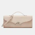 Lichte roze handtas met steenpatroon, elegante baguette tas met sluiting voor dagelijks gebruik. - S / Beige Fijn Patroon