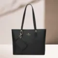 Bolso tote negro de cuero con bolsito a juego, elegante bolso de hombro para mujer de uso diario. - Negro Juego de 2 piezas