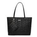 Sac cabas noir matelassé pour femme, grand sac épaule élégant avec pochette pour le bureau. - Noir C Matériel Ensemble de Deux Pièces