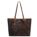 Damen braune Monogramm Shopper Tasche mit Etui große Umhängetasche modische Handtasche - Hellbrauner Buchstaben-Stil