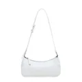 Classic white faux leather shoulder bag, versatile baguette underarm handbag for daily commuting. - White
