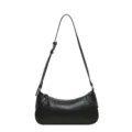 Classic black underarm bag for women, versatile shoulder baguette bag for daily commute. - Black