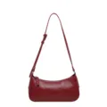 Red solid color shoulder underarm bag, classic baguette handbag for women daily commuting. - Red