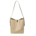 Minimalist beige crocodile pattern shoulder tote bag, large capacity casual chic handbag for women. - Off White