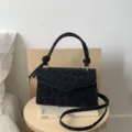 Black leopard print chic small shoulder crossbody bag, minimalist stylish casual bag. - Black