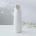 White ceramic vase with ribbed texture modern minimalist home decor floral arrangement piece - Heart Vase (23cm)