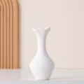 White ceramic bud vase with fluted rim, minimalist modern tabletop decorative flower vase. - Style One Bisque Vase / 1.5x7x11.7cm
