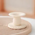 Portacandele in ceramica nordica, design colonna romana maculato beige per decorazione. - Portacandela Lunyu / Beige