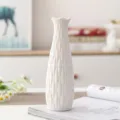 White minimalist ceramic vase with woven texture, elegant home table decor flower arrangement. - Woven Floral Mouth Vase (21cm)