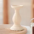 Portacandele in ceramica in stile nordico, elegante soprammobile da tavolo per la casa. - Portacandela Romano / Beige