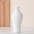 White ceramic vase DIY blank bisque model, minimalist tabletop flower pot for home decor crafts. - 4x8x18cm
