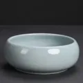 Celadon Keramik Teewaschschale mit Craquelé-Glasur, traditionelles Tee-Zubehör 1000ml - Ge Ofen Rund / 16cm (1000ml) / Himmelblau