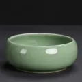 Celadon Keramik Teewaschbecken, rissige Glasur Schale für Kung Fu Tee Zubehör 18cm - Ge Ofen Rund / 16cm (1000ml) / Pflaumengrün