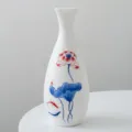 Vase en céramique blanche peint à la main avec lotus et poisson pour décor de maison. - Grand Vase Guanyin