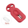 Bread scoring knife detail showing the red plastic handle mechanism and included replacement blades. - 5 Pieces/Pack / Red