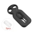 Detail view of black plastic bread lame scoring tool with sliding blade and extra blades. - 5 Pieces/Pack / Black