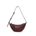Sac à bandoulière en cuir bordeaux, sac croissant rétro pour femme modèle tendance. - Bordeaux