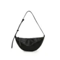 Élégant sac bandoulière boulette en cuir noir, sac croisé décontracté pour femmes. - Noir