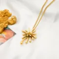 European American style heavy-duty flower necklace trendy stainless steel jewelry accessory - Necklace
