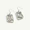 Silver tone geometric spiral drop earrings, trendy retro style hook earrings for women. - Earrings