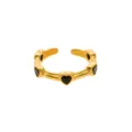 18k gold stainless steel heart zircon ring open adjustable design daily fashion jewelry - Open Adjustable / Black