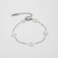 Silver metal chain bracelet with hollow circular charms minimalist fashion accessory - Silver