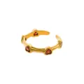 Gold open ring with red heart-shaped zircon stones adjustable jewelry stylish design - Open Adjustable / Red