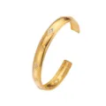 Gold stainless steel cuff bracelet with diamond-accented rhombus patterns for women. - Bangle