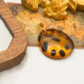 Vintage resin leopard print pendant charm stylish Maillard necklace accessory for women DIY - Oval Pendant