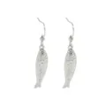 Silver stainless steel small fish hook earrings, ocean style cute trendy women jewelry. - Silver Earrings