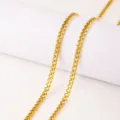 Gold metal cuban chain necklace, elegant minimalist fashion jewelry accessory for daily wear. - 3mm Cuban Chain 40cm