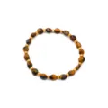 Natural Stone Tiger Eye Beaded Bracelet 18K Gold Plated Stainless Steel Jewelry - Bracelet