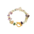 Bohemian natural gemstone chip bracelet with gold plated OT clasp, elegant fashion jewelry. - Colorful