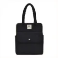 Black thickened laptop handbag with double handles and front pocket for daily use. - 11" / Black Small