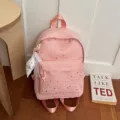 Sac à dos rose avec imprimé d'étoiles pour école voyage, cartable léger élégant. - Avec Pendentif / Rose